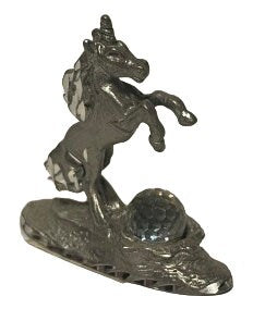 Pewter Unicorn Figurine with Crystal Ball - Mystical Fantasy Decor