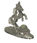 Majestic Pewter Prancing Unicorn With Crystal Ball - A Miniature Wonderland at 1.3 Inches Tall
