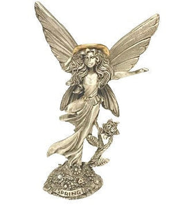 Whimsical Pewter Spring Fairy: Enchanting 3.6-Inch Figurine with Sparkling Crystals