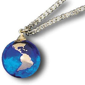 Blue Earth Marble 0.5 Inch Pendant 22k Gold Continents