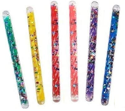 Mini Spiral Glitter Wands (6.5 Inches) Complete Gift Set Bundle - 6 Pack