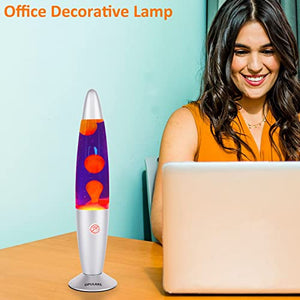 Lava Lamp 13.3-inch Motion Lamp, Lava Lamps for Adults and Kids,Silver Base Lamp with Orange/Yellow Wax in Purple Liquid,Christmas Halloween Decorative Lights Cool Stuff Birthday Gift