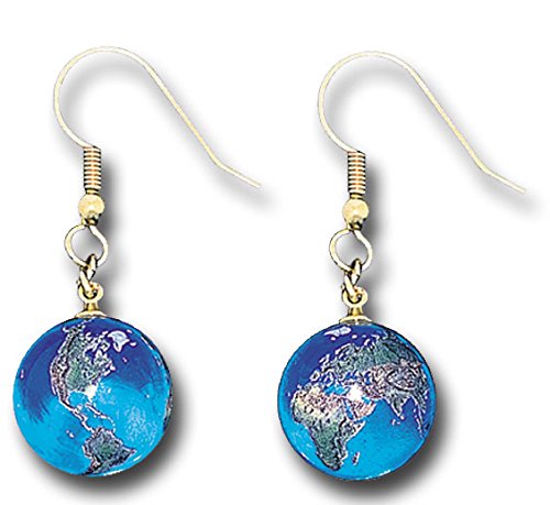 Natural Earth on Blue Glass Marble Earrings