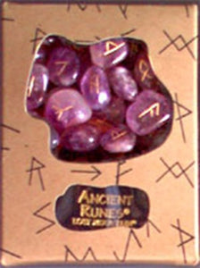 Rune Set Carved on Amethyst