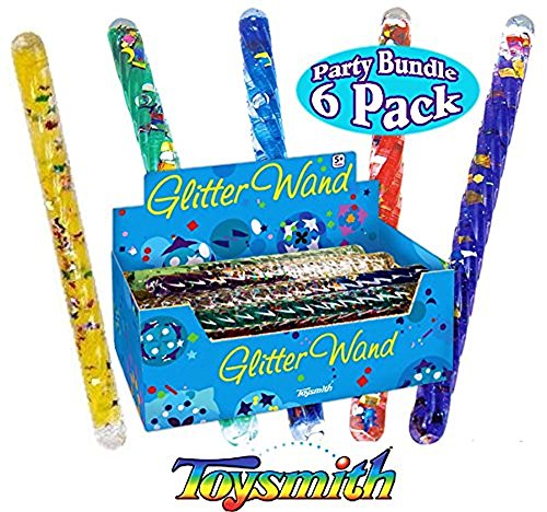 Toysmith Mini Spiral Glitter Wands (6.5 Inches) Complete Gift Set Party Bundle - 6 Pack (Assorted)